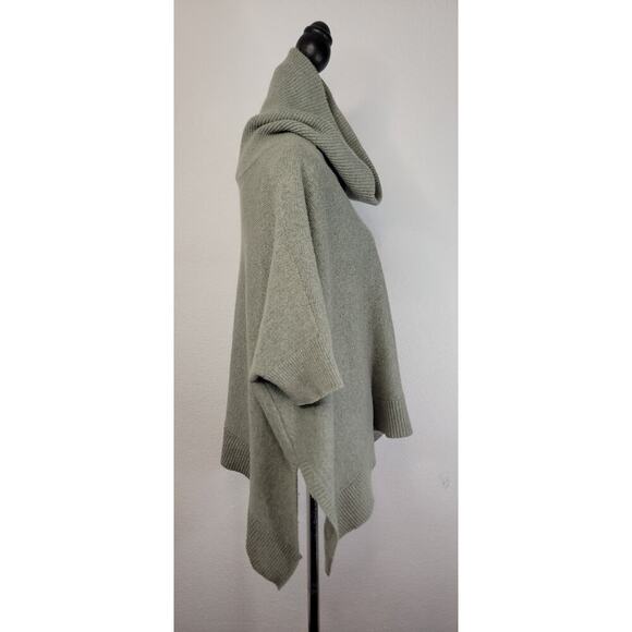 Theory Cashmere Pullover Knit Poncho Sweater Sz Medium Turtleneck Green - Picture 6 of 11